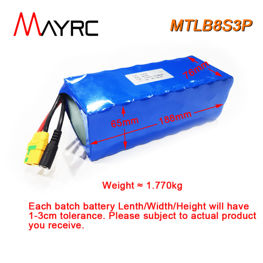 MAYRC 8S3P 10S3P 12.6Ah 29.6V 37V Battery Pack And Charger for Efoil Hydrofoil Boards Electric Foil Assist